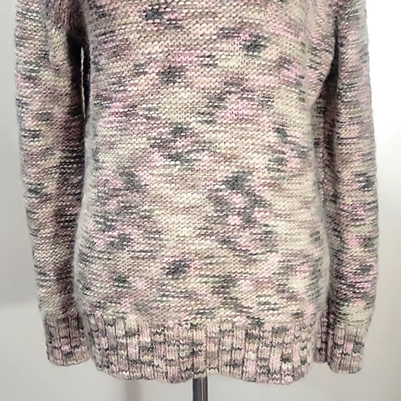 Liz Claiborne Wool Blend Chunky Shawl Collar Sweater Neutral Tone Colors Large - Picture 5 of 14